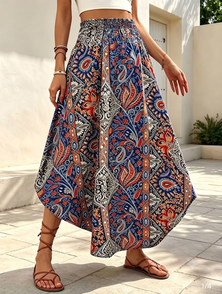 Falda larga estampada